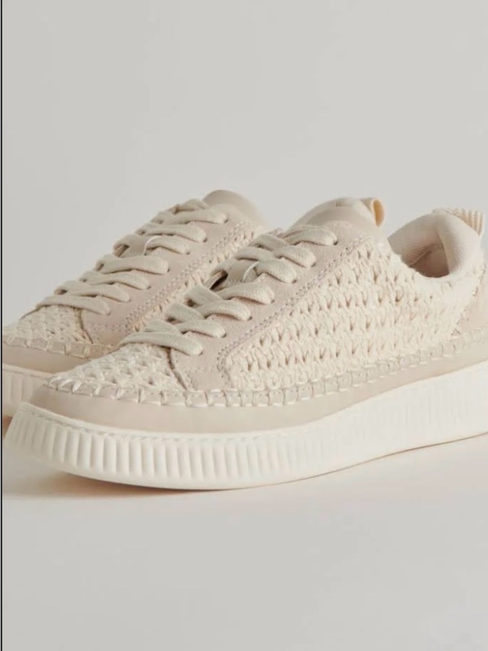 Dolce Vita Beige Woven Platform Sneakers